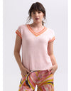 Chartreuse Stripe Trim Top Blush