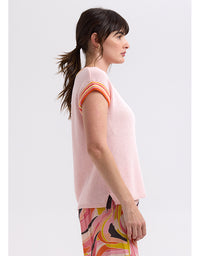 Chartreuse Stripe Trim Top Blush