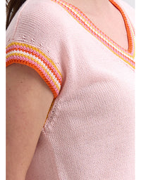 Chartreuse Stripe Trim Top Blush