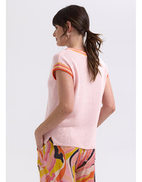 Chartreuse Stripe Trim Top Blush