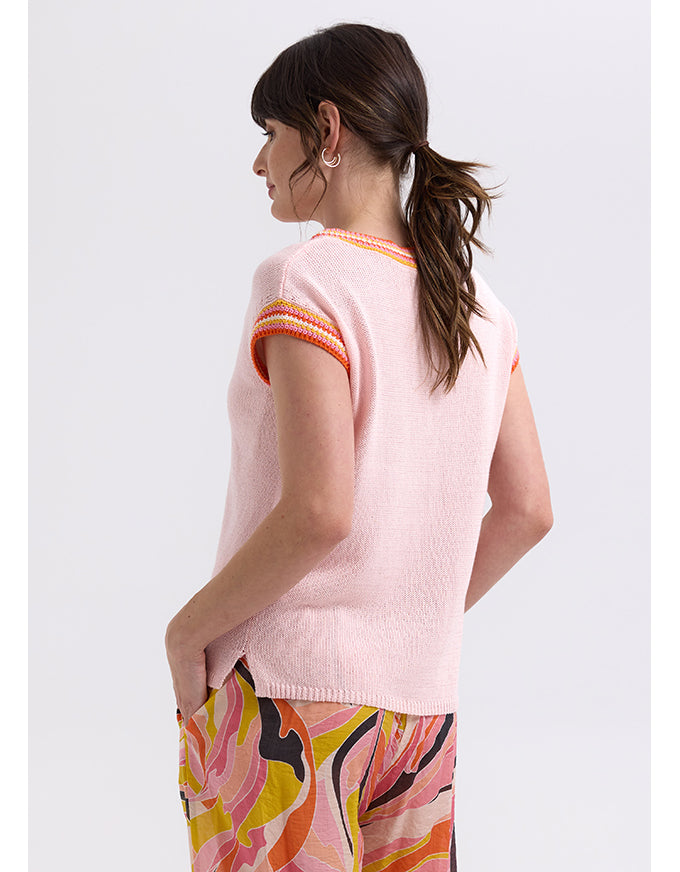 Chartreuse Stripe Trim Top Blush