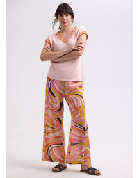 Chartreuse Stripe Trim Top Blush