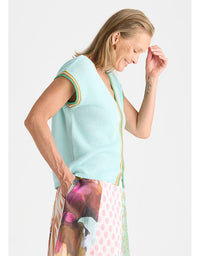 Crochet Trim Tank - Seamist