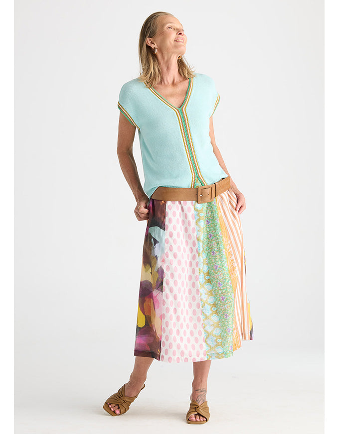 Crochet Trim Tank - Seamist