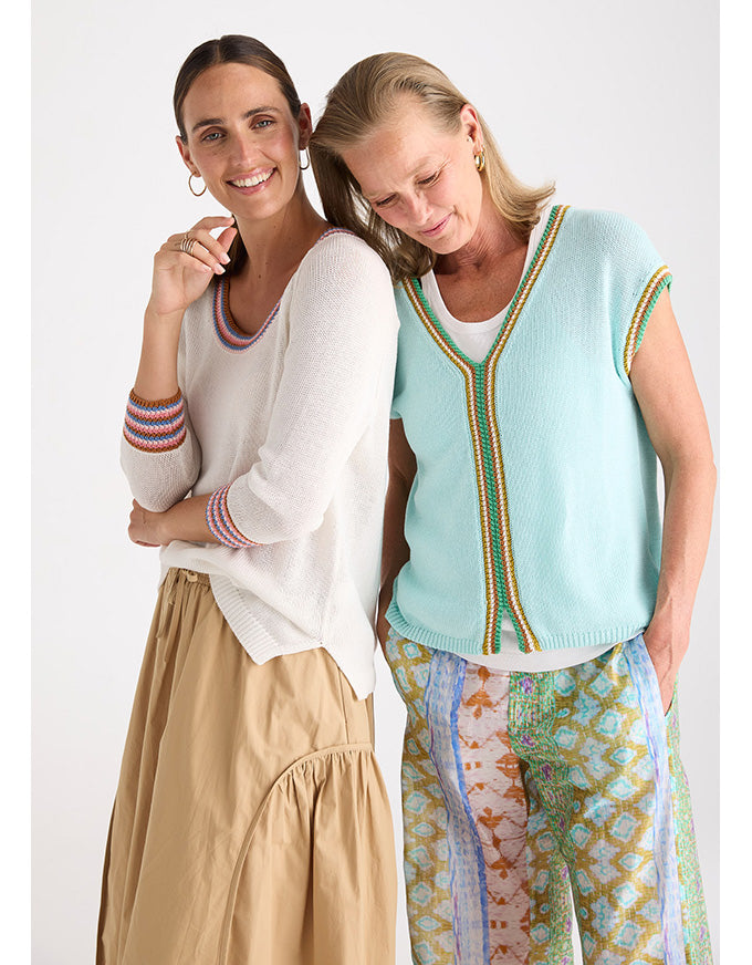 Crochet Trim Tank - Seamist