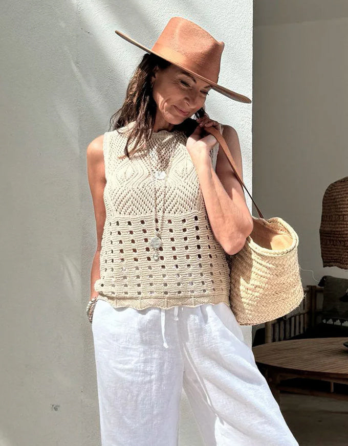 Adrian Crochet Top - Beige