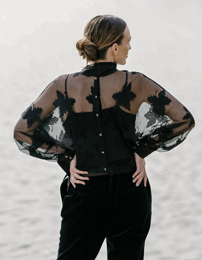 Alley Sheer Lace Blouse Black