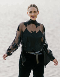 Alley Sheer Lace Blouse Black
