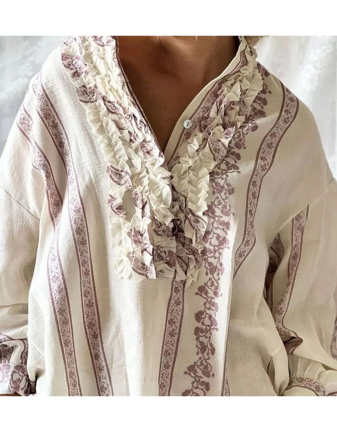 The beautiful Ambrose Blouse in Rose Stripe, from Bohemiana.