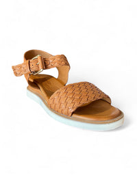 Amine Wedge Sandals Tan Leather