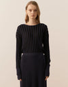 Atrium Ribbed Knit Top Ink/Black