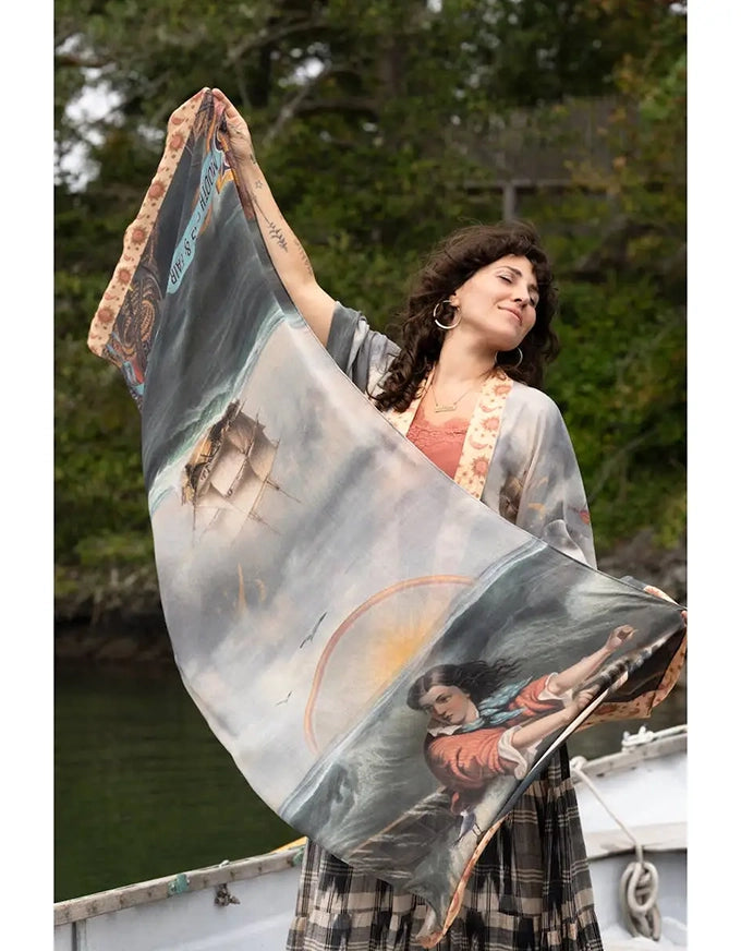 Hold Fast Bamboo Scarf w Sun, Moon & Rainbow