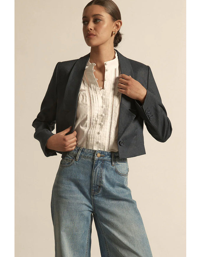 Bask Jacket Midnight Linen
