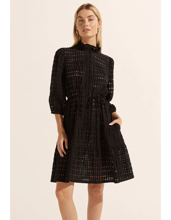 Beacon Dress Black Window Check