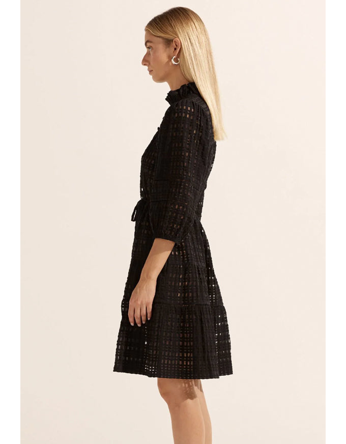 Beacon Dress Black Window Check