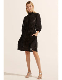 Beacon Dress Black Window Check