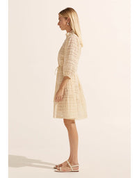 Beacon Dress Cream Window Check