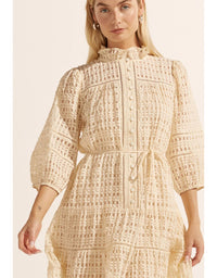 Beacon Dress Cream Window Check