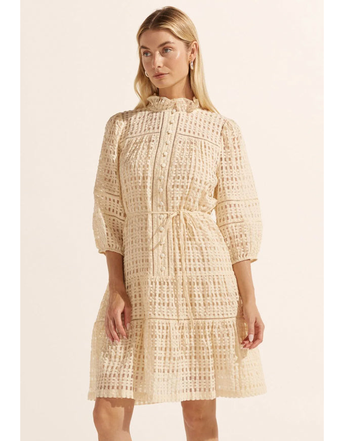 Beacon Dress Cream Window Check