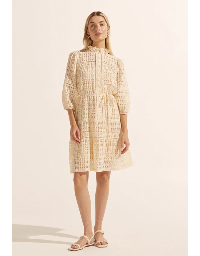 Beacon Dress Cream Window Check