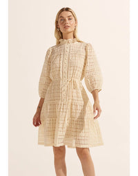 Beacon Dress Cream Window Check