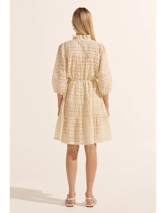 Beacon Dress Cream Window Check