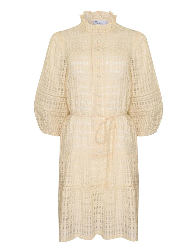 Beacon Dress Cream Window Check