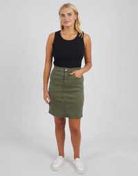 Belle Denim Skirt Khaki