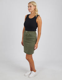 Belle Denim Skirt Khaki