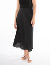 Bias Cut Linen Skirt Black