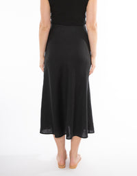 Bias Cut Linen Skirt Black