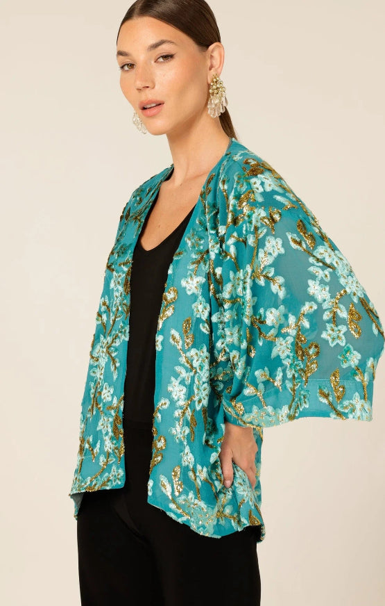 Blossom Kimono Turquoise Gold