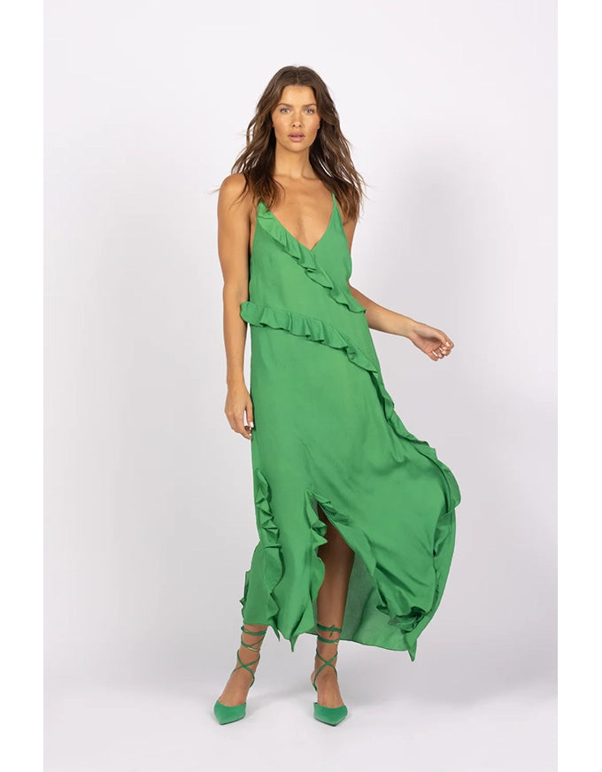 Daydream Ruffle Slip Dress Summer Green