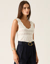 Bruna Pointelle Top White Splash