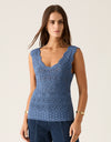 Bruna Pointelle Top Harbour Blue