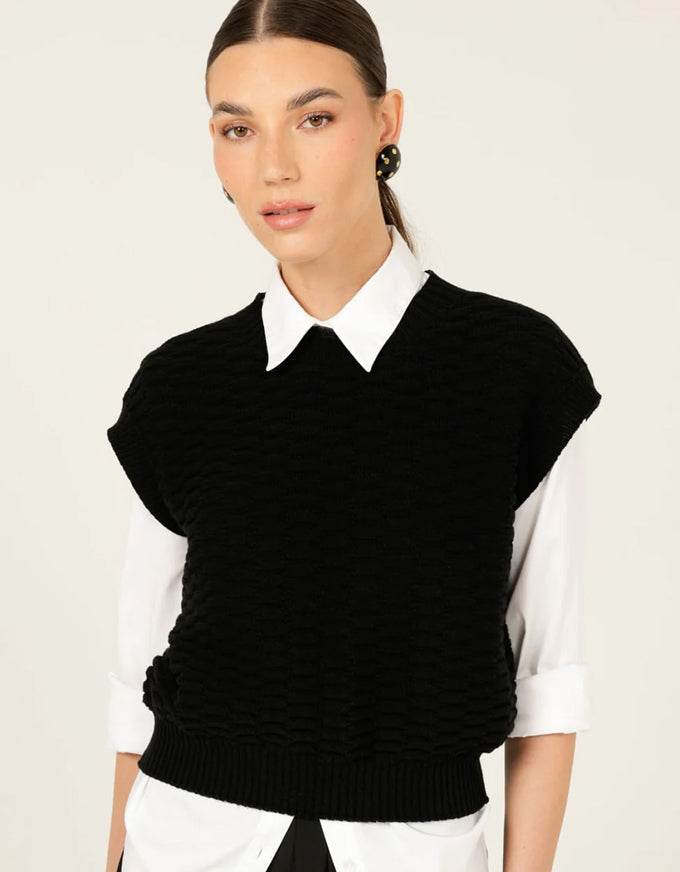 Bubble Knit Top Black