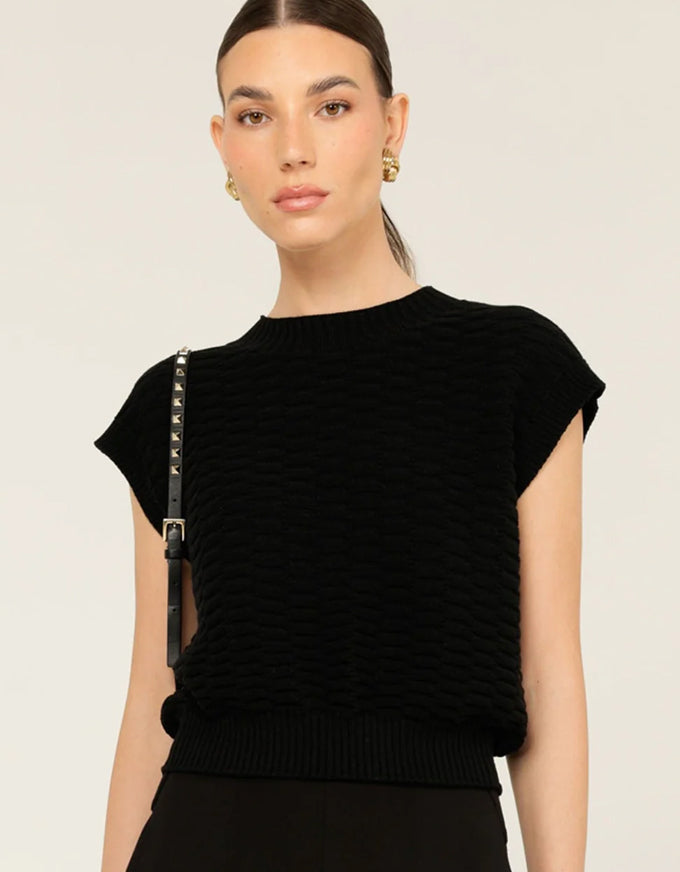 Bubble Knit Top Black