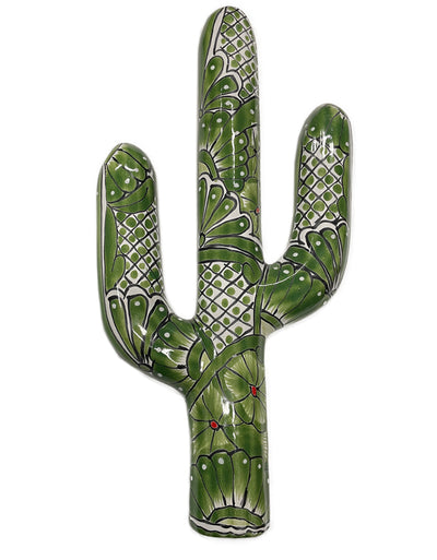 Green Talavera Wall Cactus Large