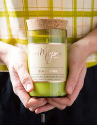 Wine Bottle Candle Cedar & Saffron