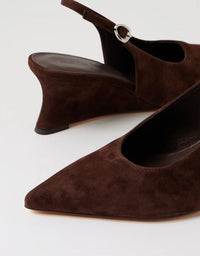 Celein Dark Brown Suede Wedge