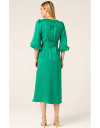 Chateau Wrap Dress Emerald Jacquard