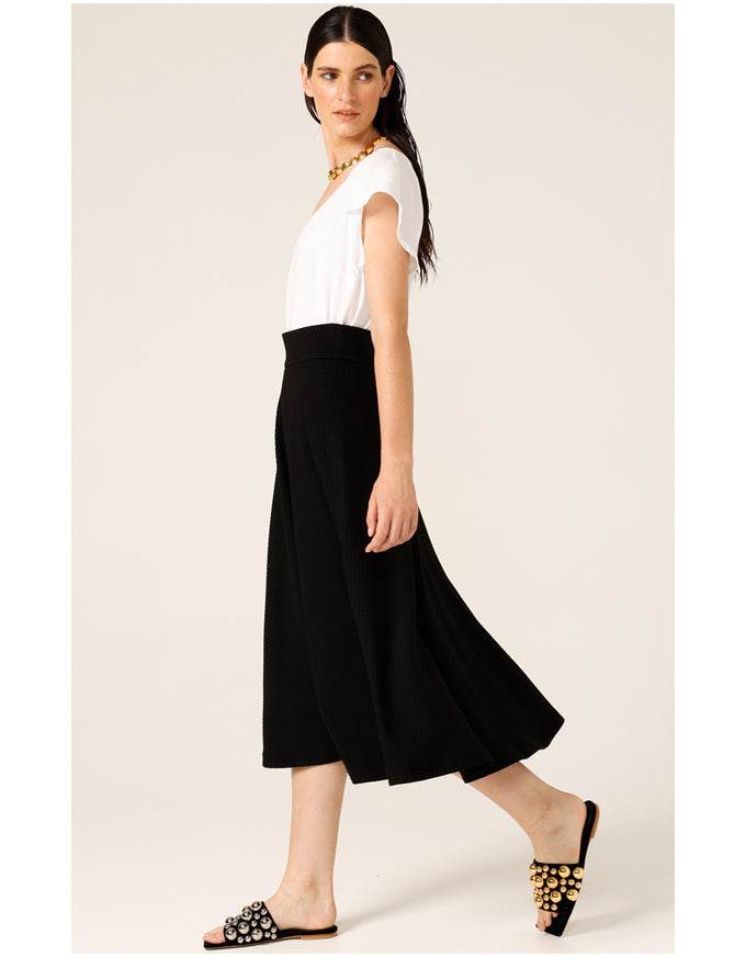 Checker Midi Skirt Black Check Jacquard