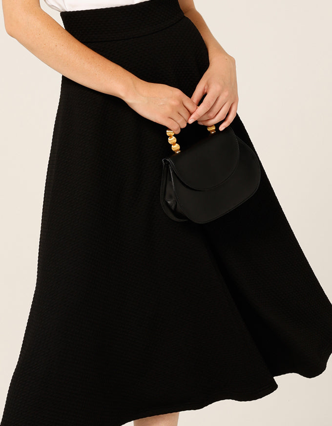 Checker Midi Skirt Black Check Jacquard