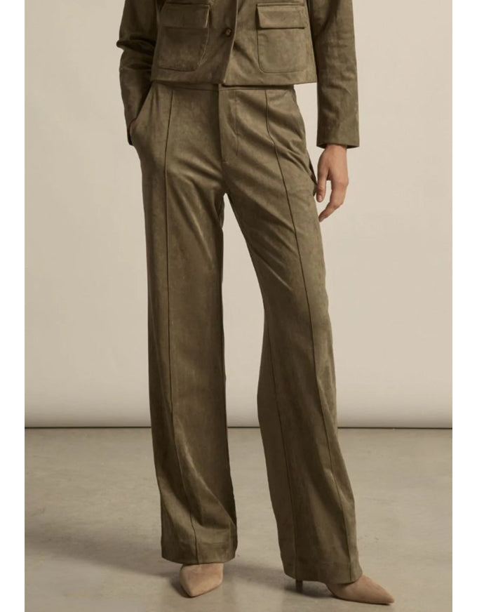 Chime Pant Olive Faux Suede