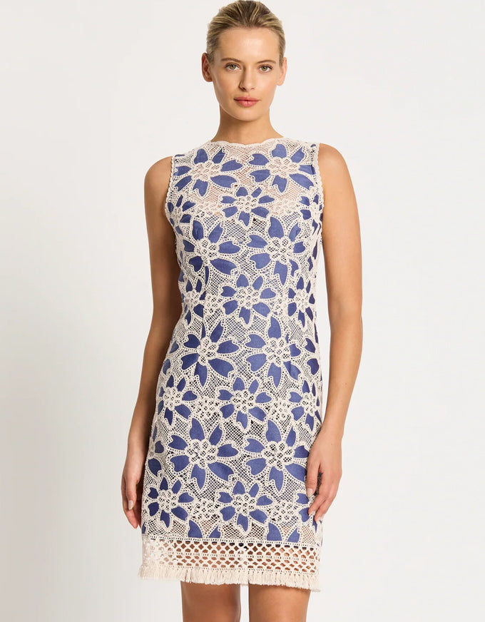 Cleo Shift Dress Indigo/Natural - Australian Made