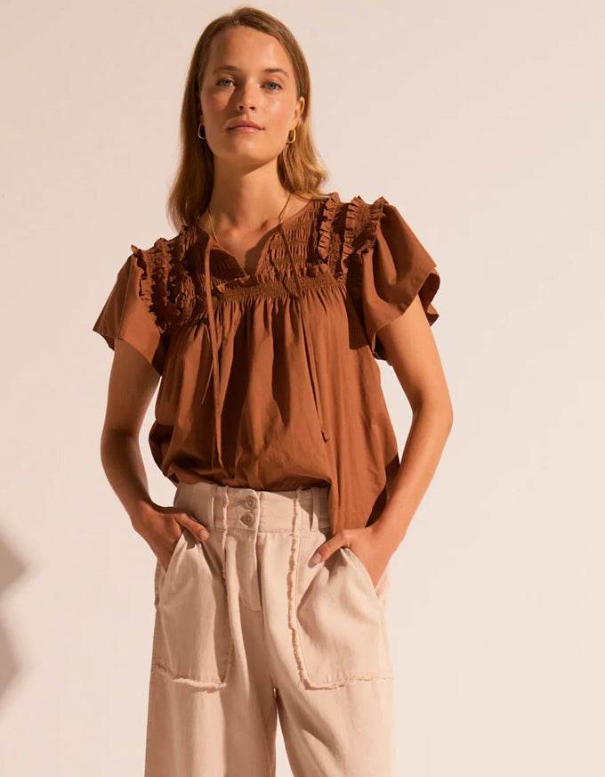 Clover Ruffle Top Toffee