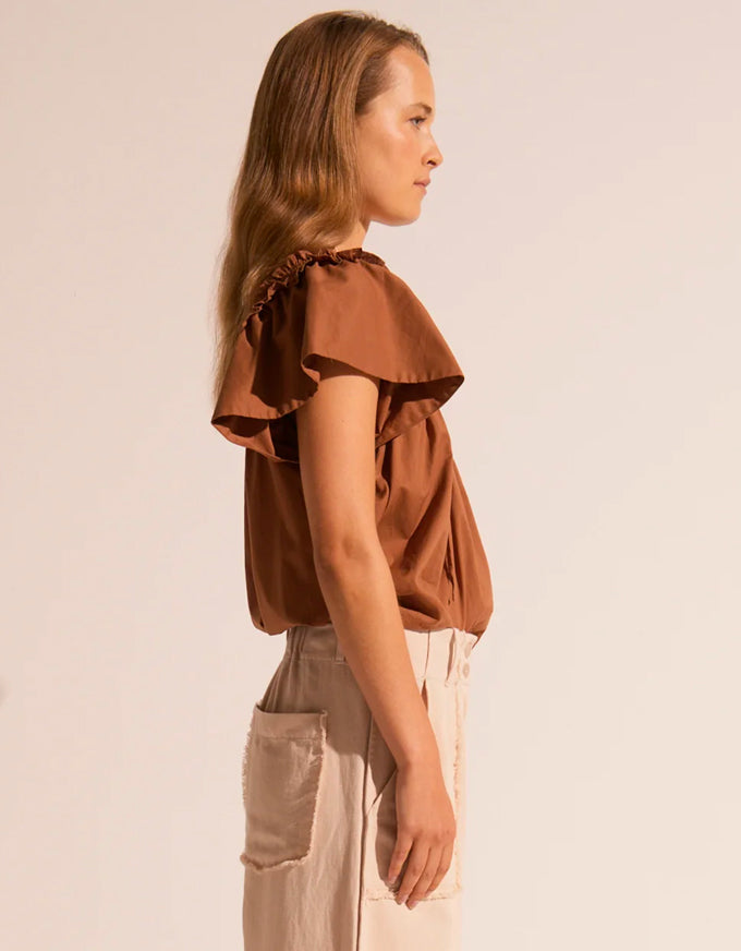 Clover Ruffle Top Toffee
