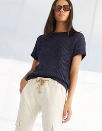 Cora Knit Sweater Top Navy