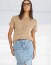 Cora Knit Sweater Top Beige