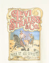 Levi Strauss & Co advertisement with cowboy illustration on a beige background. Graphic Boxy TShirt Western Archival